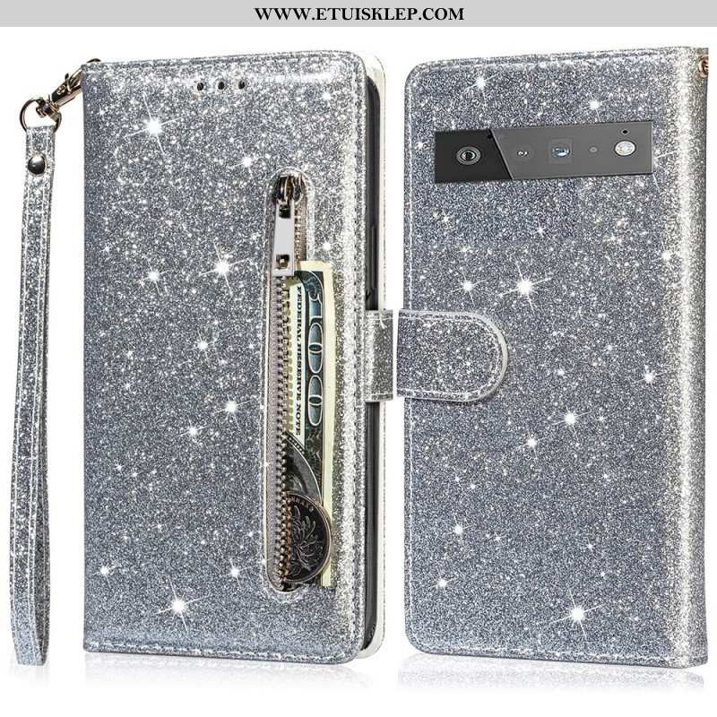 Etui Folio do Google Pixel 6 Błyszcząca Torebka Na Monety